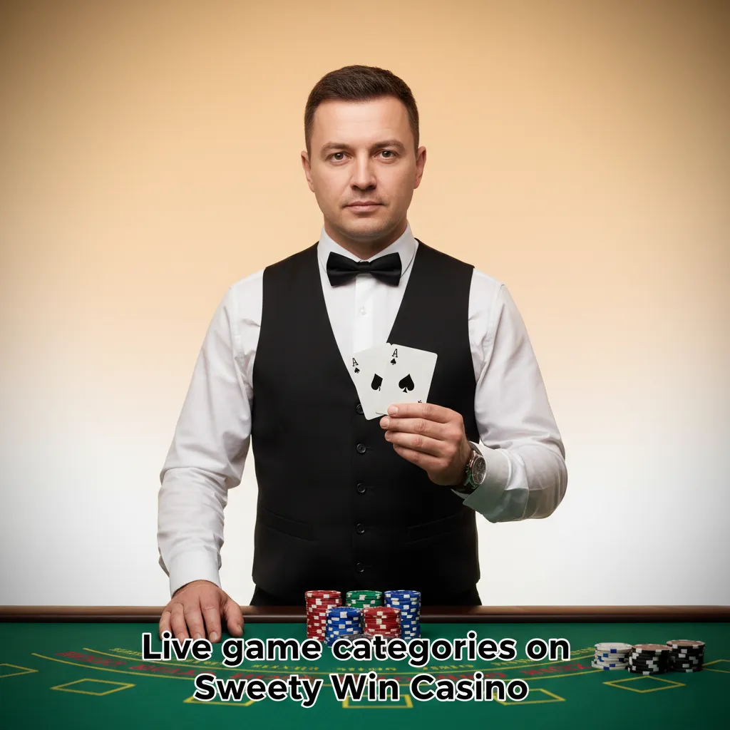 Sweety Win Casino live categories: Roulette, Blackjack, Baccarat, Poker, TV Games, Dice; browse 200+ tables running 24/7.