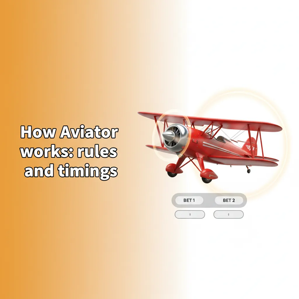 Infographic of Aviator: plane taking off, rising multiplier, cash out timing, dual bets, auto cash out.
