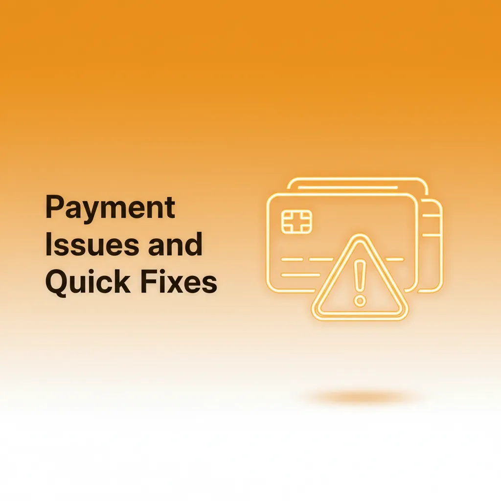 Checklist of payment issues and quick fixes: card declined, name mismatch, USDT network/amount errors, pending verification.