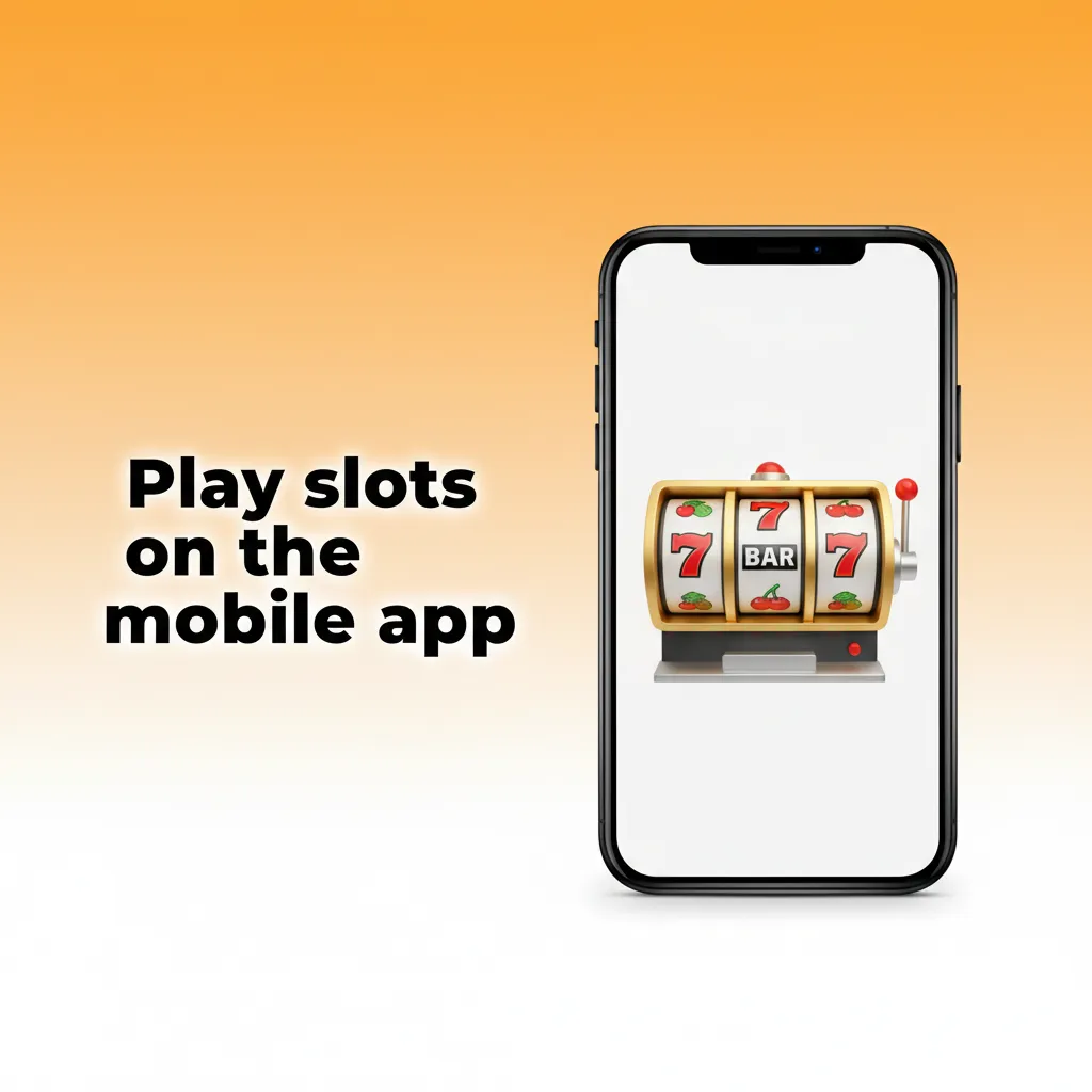 Smartphone showing a slots app with reels, spin button, balance bar, search and filters in a clean bottom menu.