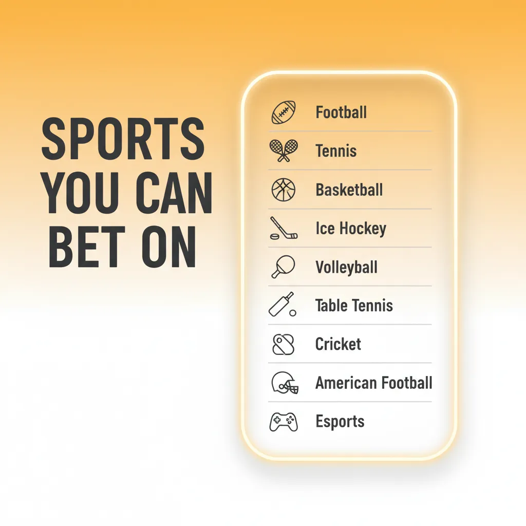 Sports betting options for football, horse racing, tennis, cricket, and rugby with pre‑match and live markets.
