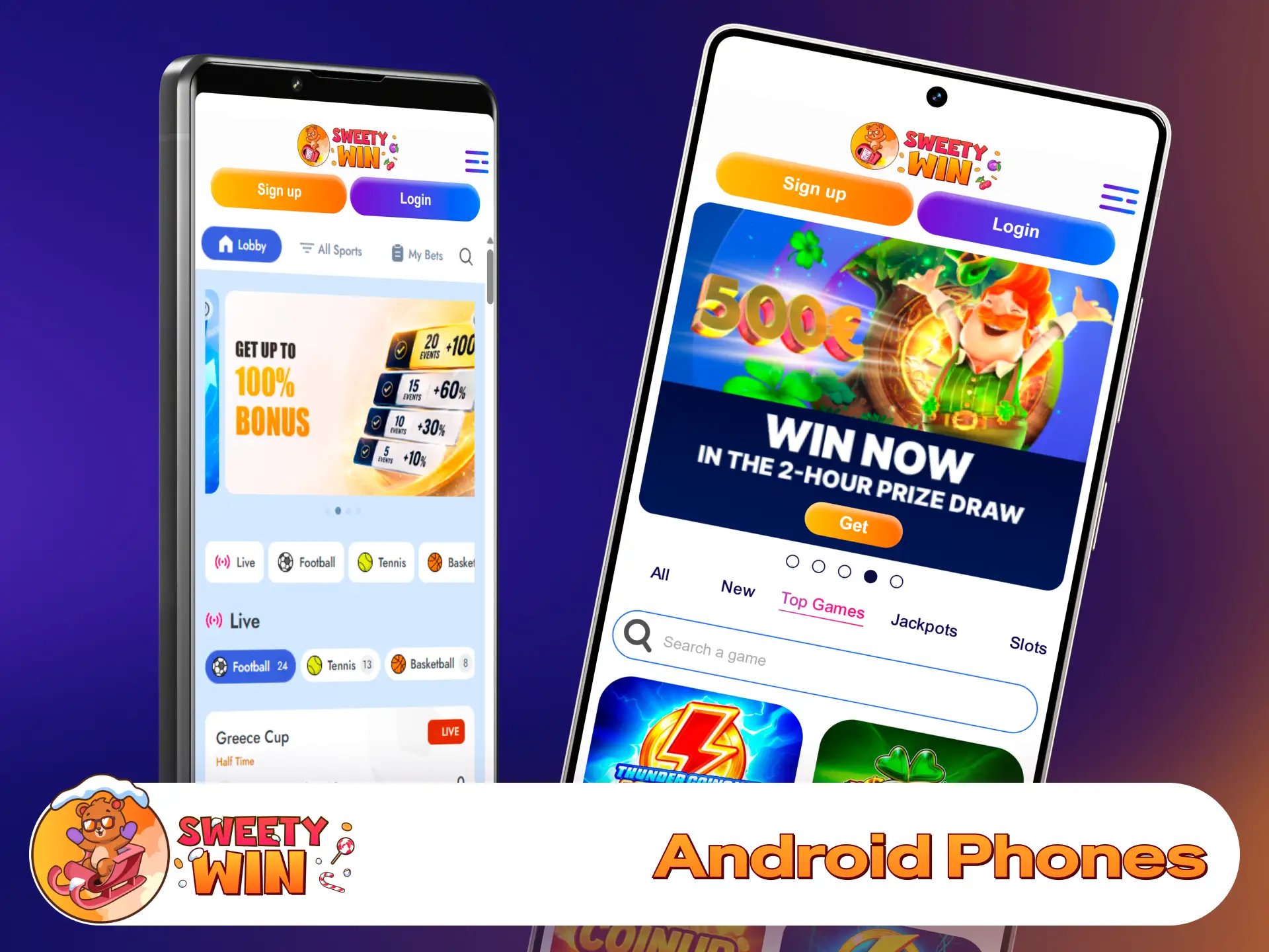 Check compatible Android devices for running the Sweety Win app.