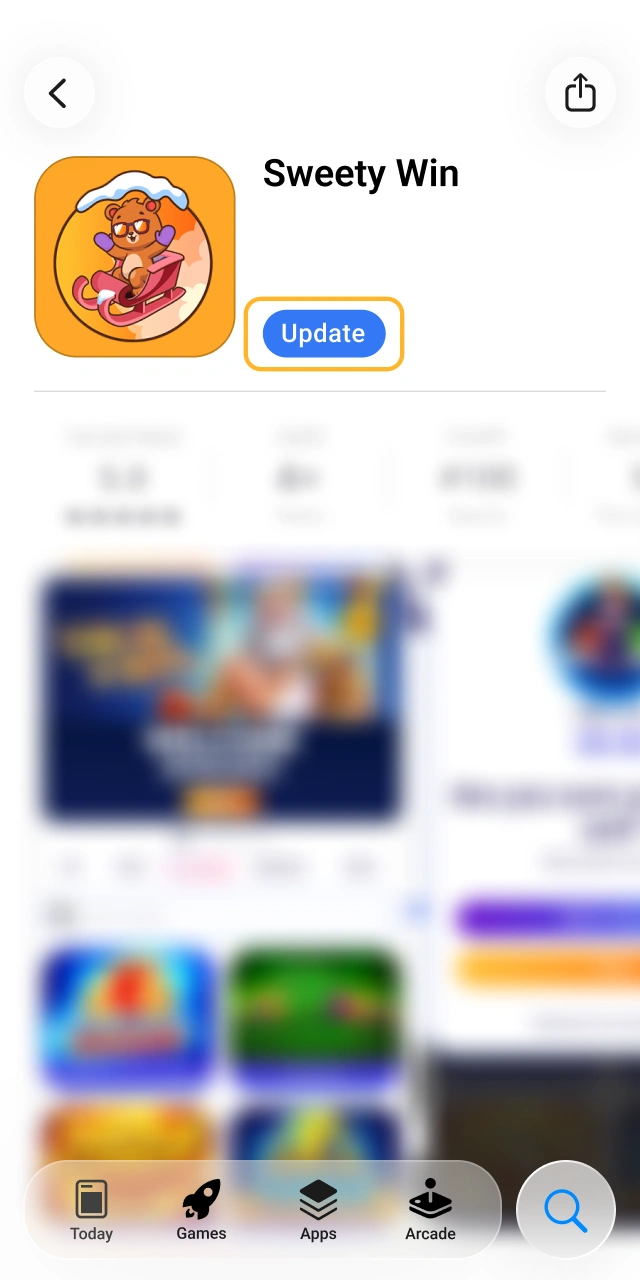 Visit the official website to update your Sweety Win app.