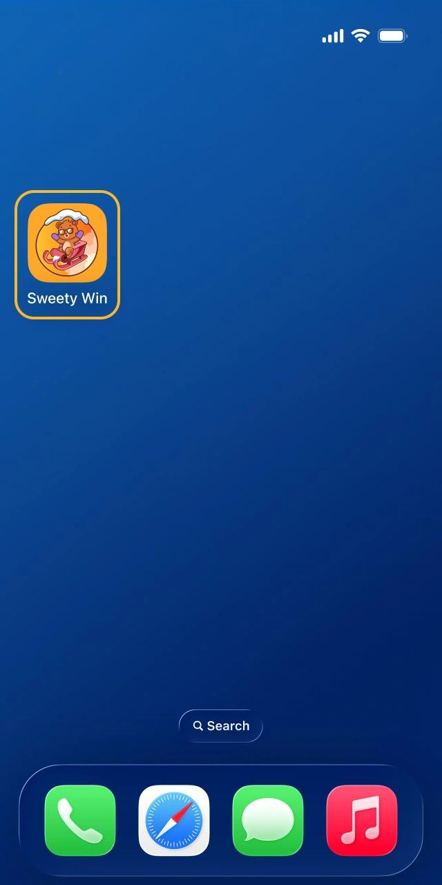 Allow the Sweety Win Casino application icon to appear.