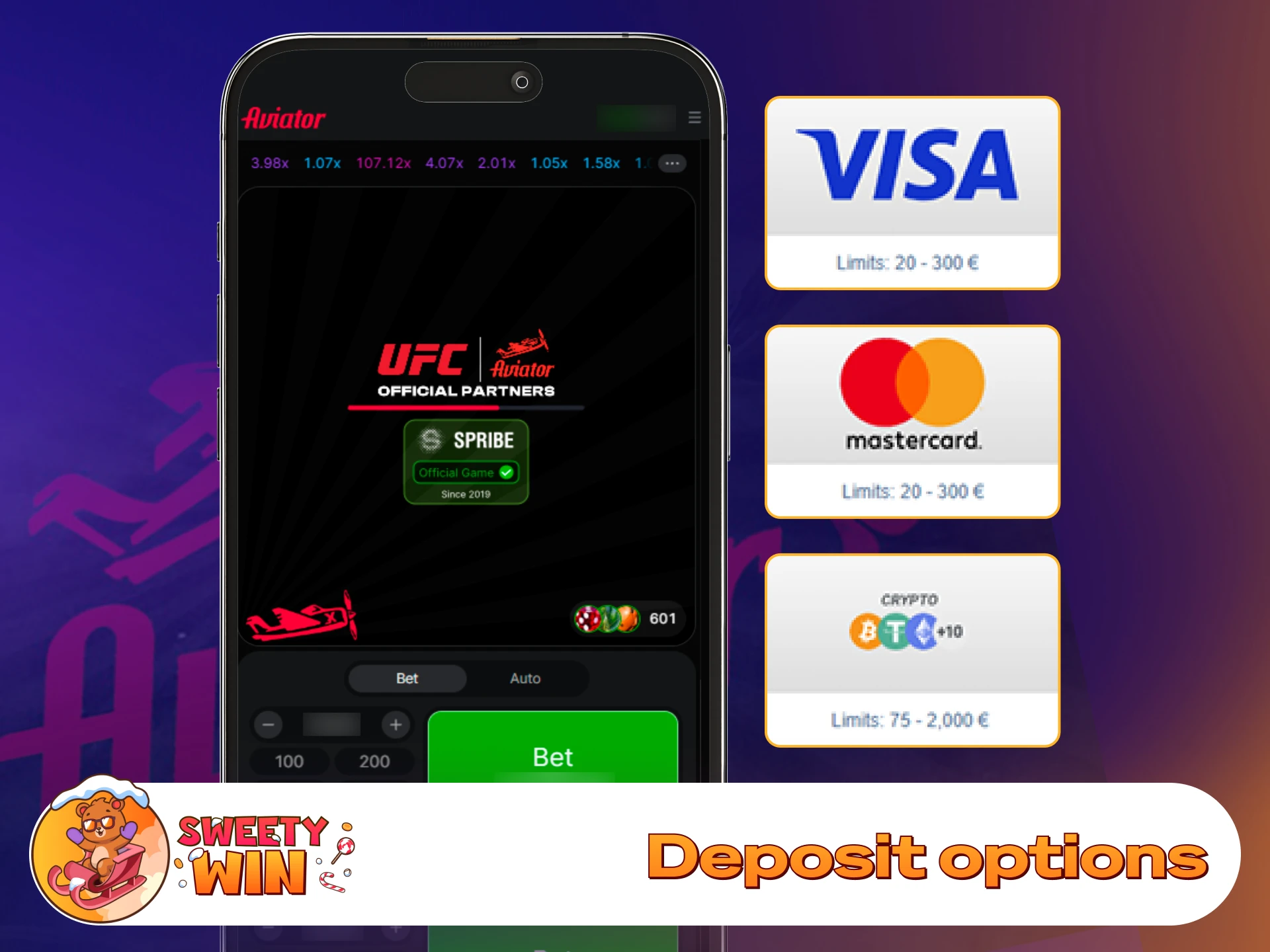 Select convenient UK payment options to fund your Sweety Win account.