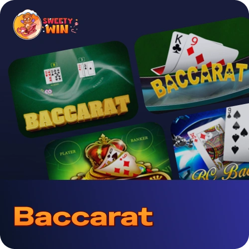Bet on player or banker hands at live baccarat tables on Sweety Win.