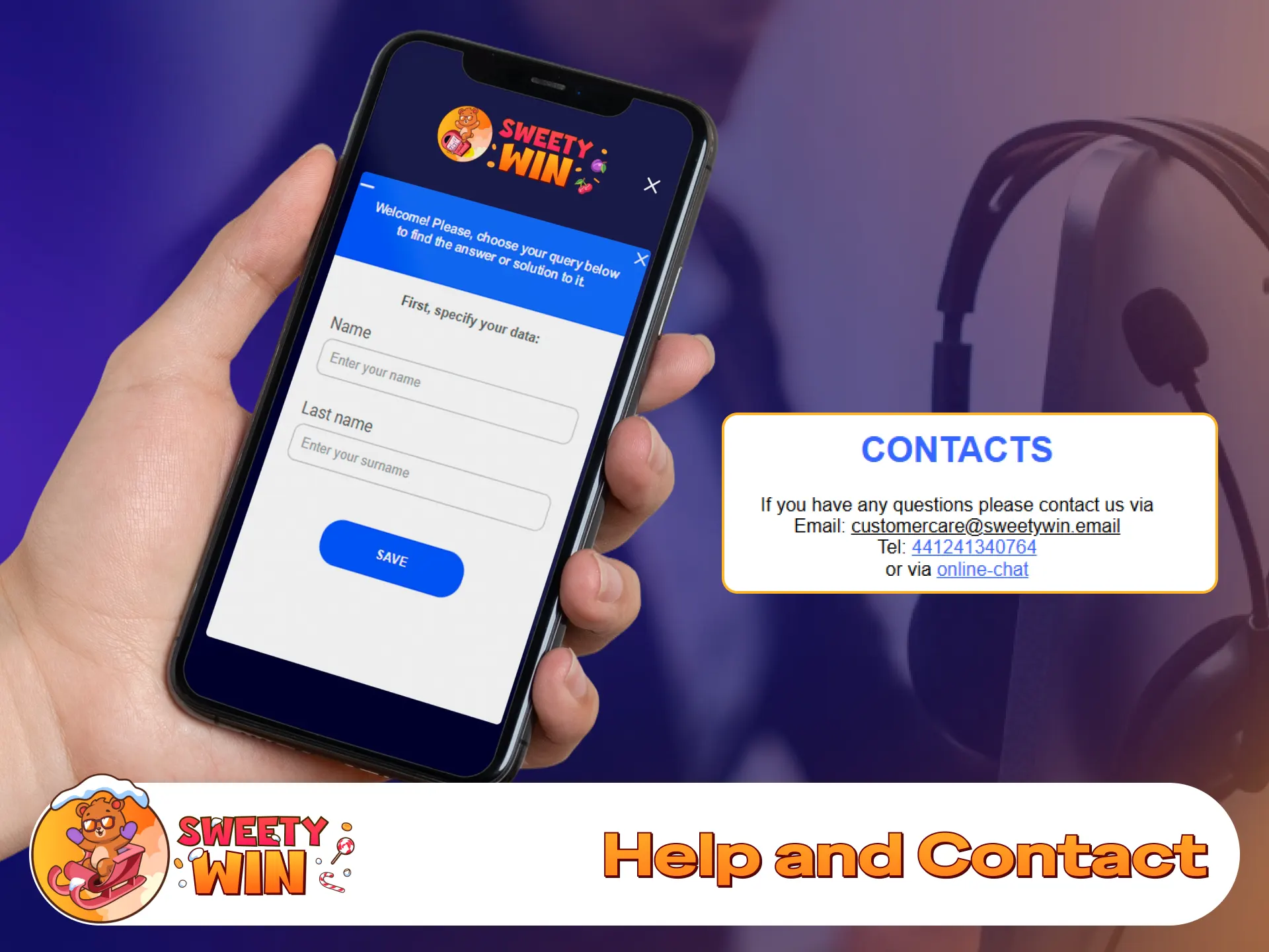 Reach out to customer service for help on Sweety Win.