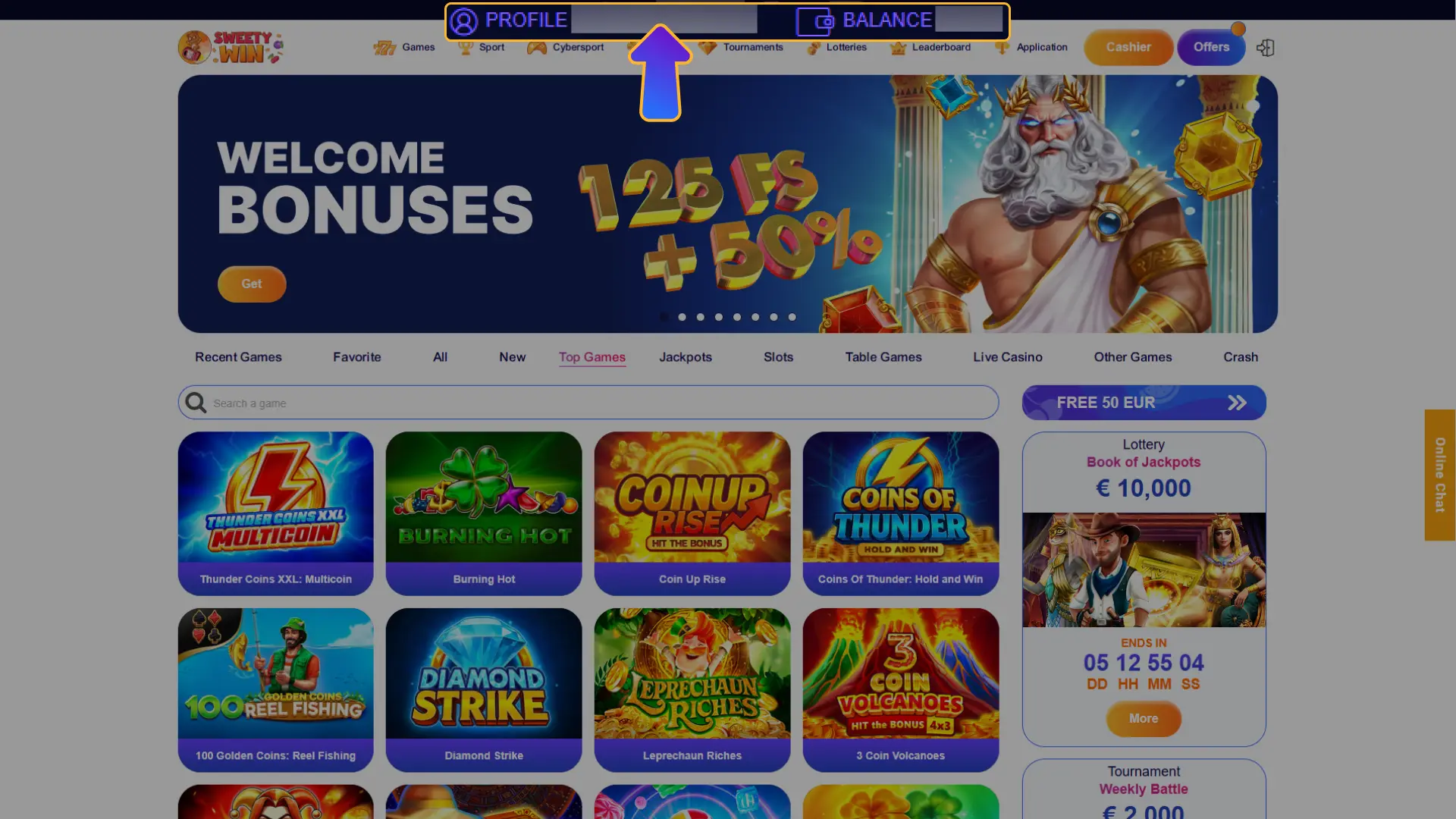 Await verification confirmation to enable full access on Sweety Win.