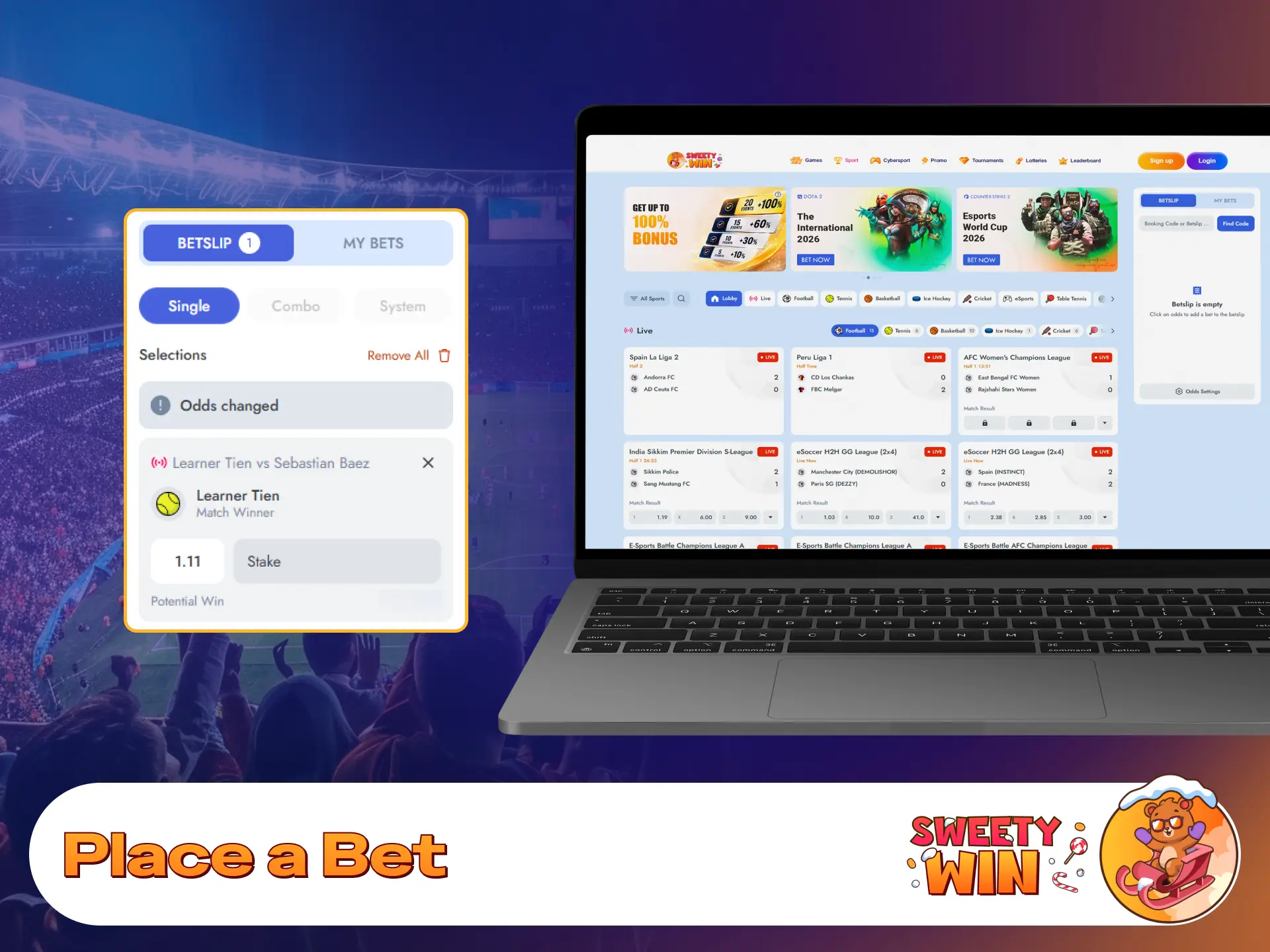 Explore trending betting markets and options available at Sweety Win.