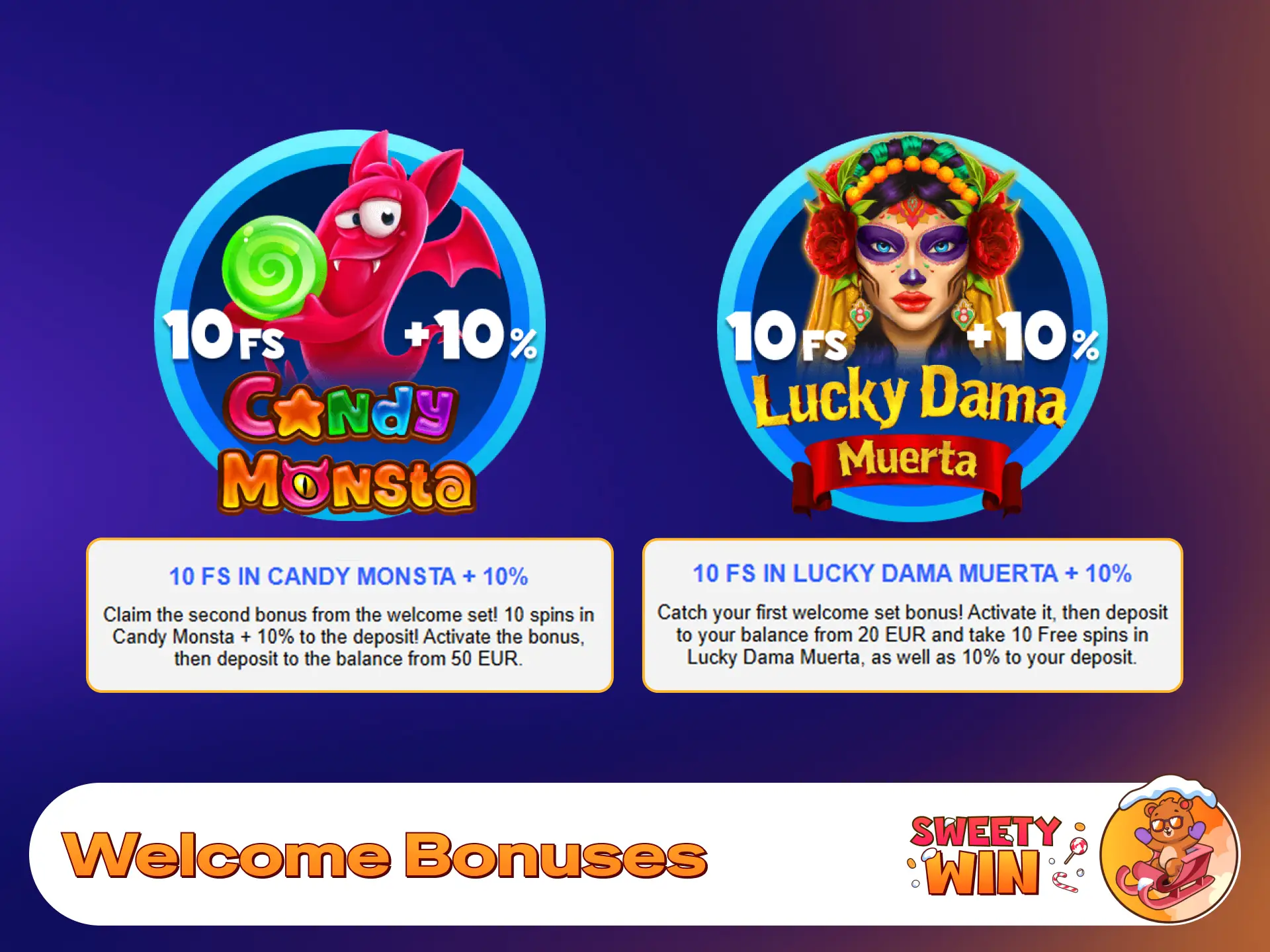 Unlock generous signup bonuses and read wagering terms at Sweety Win.