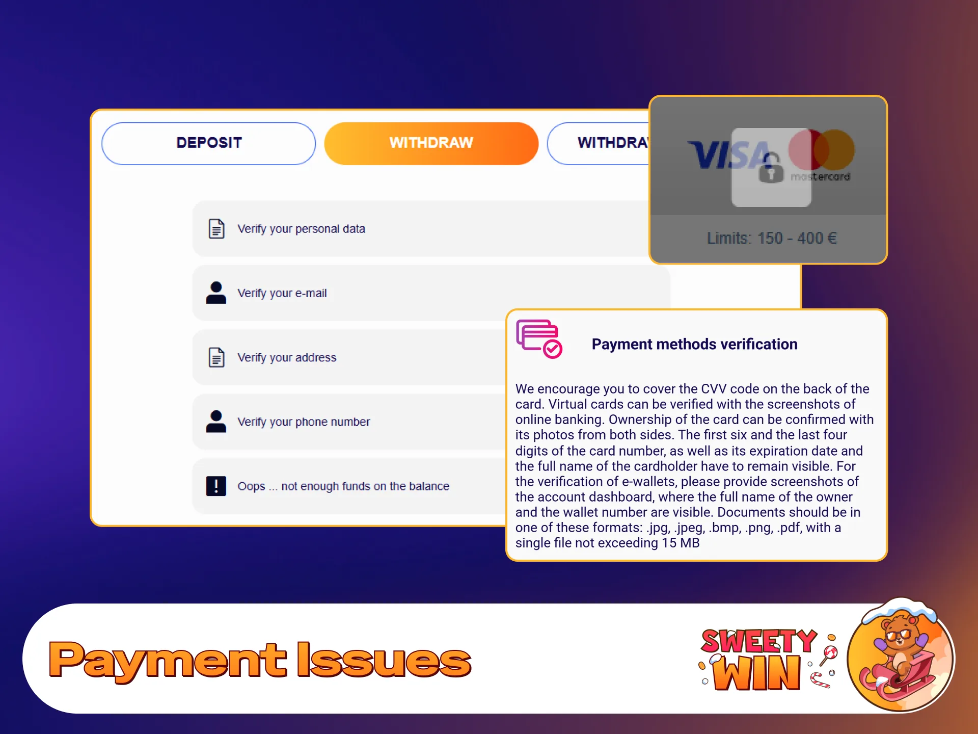 Troubleshoot deposit errors easily with our step-by-step Sweety Win guide.